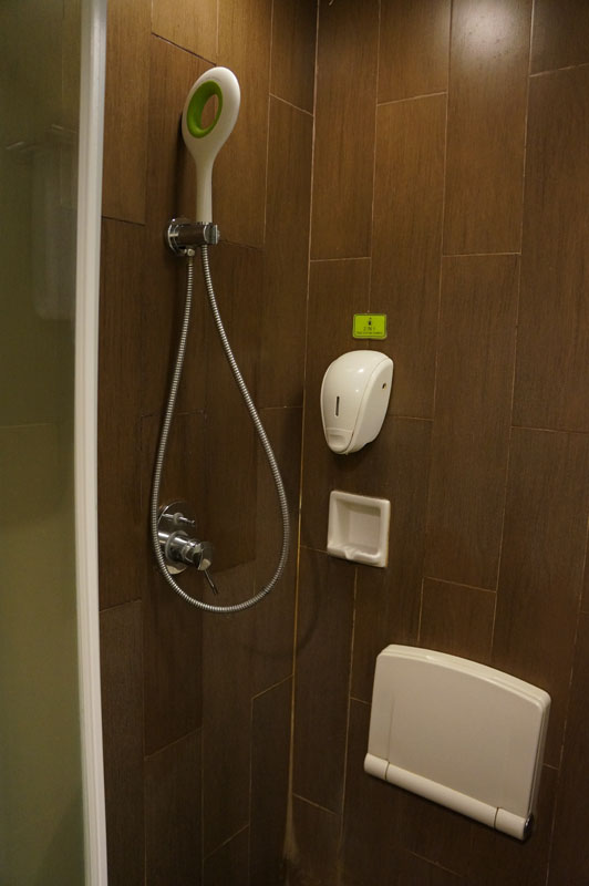 kamar mandi, si shower gede tepat di atas kepala kita. asik banget