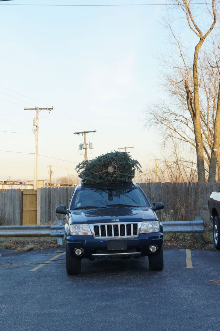 diikat di atas mobil