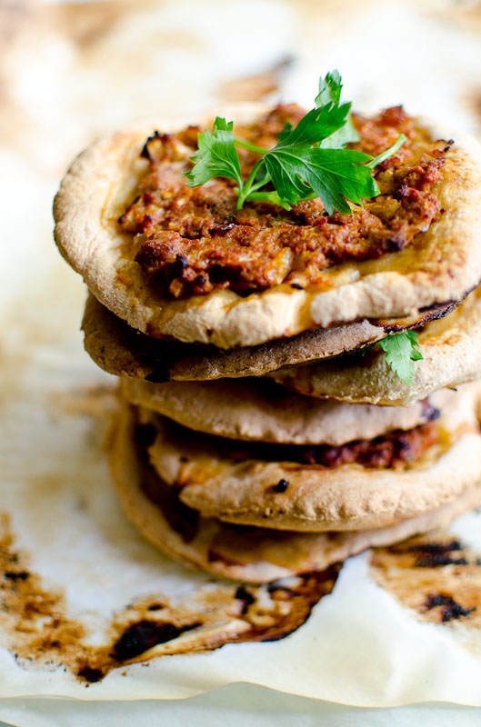 http://www.thekosherspoon.com/2012/10/laham-bajine-syrian-meat-pizzas.html